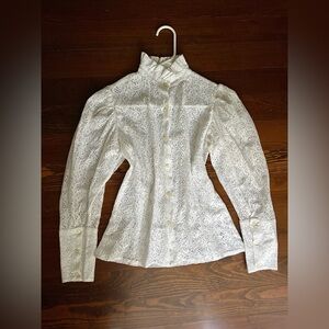 Vintage Elegant White Lace Women's Blouse